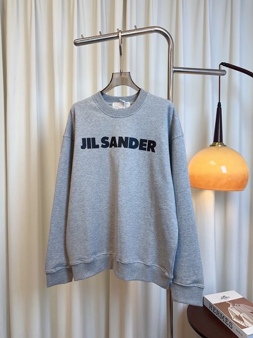 Jil Sanders Printed Letter Logo Round Neck Sweatshirt, Pure Cotton Loop Fabric, Versatile Design