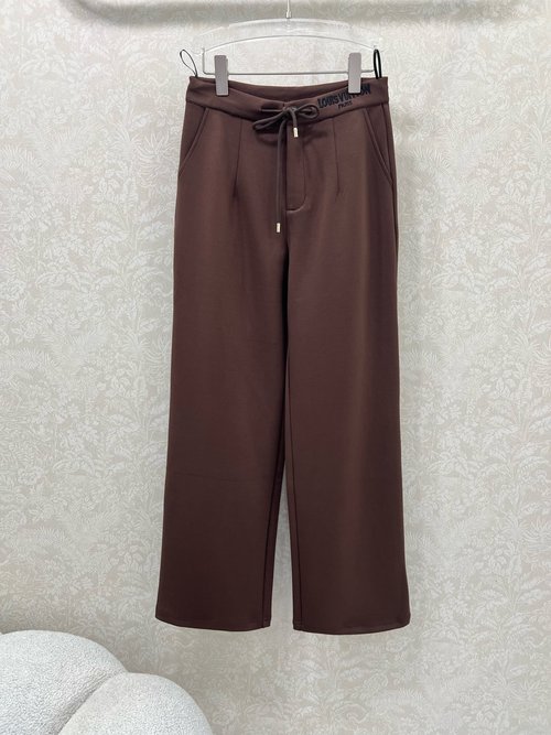 Louis Vuitton Simple Wide-Leg Pants with Waist Embroidery and Logo