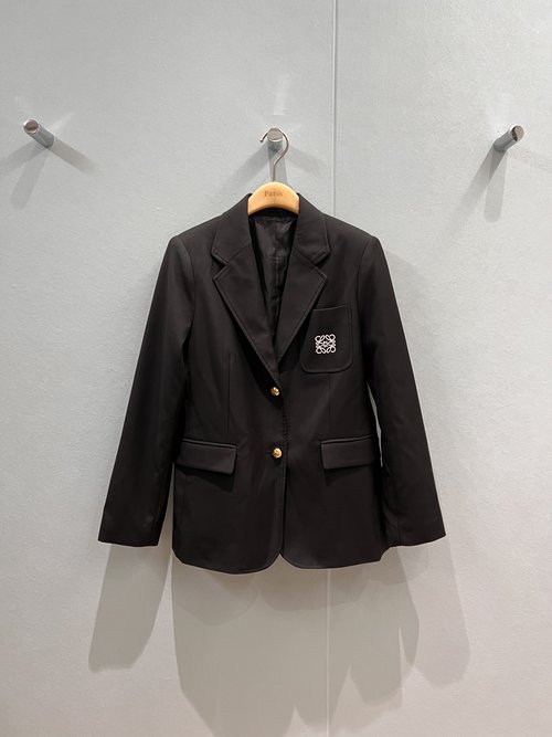 Loewe College Style Suit Jacket with Embroidered Logo Pocket