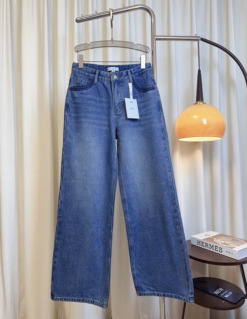 Dior Custom Denim Wide-Leg Jeans with Embossed Logo on Back Pocket
