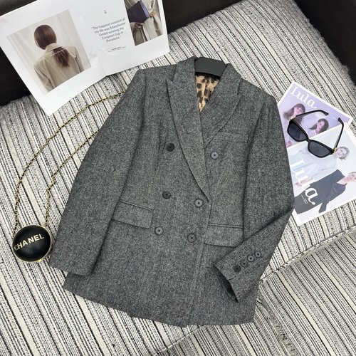 Dolce & Gabbana Recommended Herringbone Lapel Suit Jacket with Leopard Print Lining
