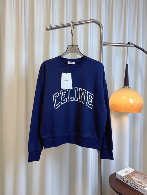 Celine Stylish and Breathable Customized Cotton Logo Sweatshirt with Drop Shoulder Sleeves