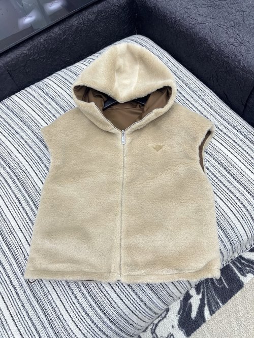 Prada Minimalist Design Fur Vest with Belt