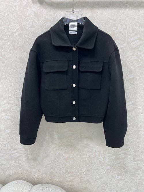 Hermes Cashmere Short Jacket, Soft, Warm and Classic H - shaped