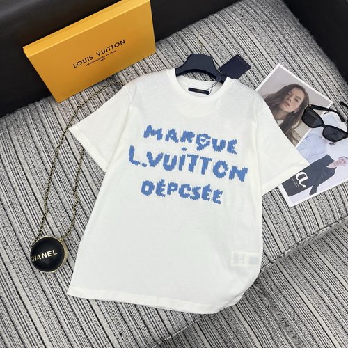 Louis Vuitton Embroidered Letter Round Neck Short-sleeved T-Shirt