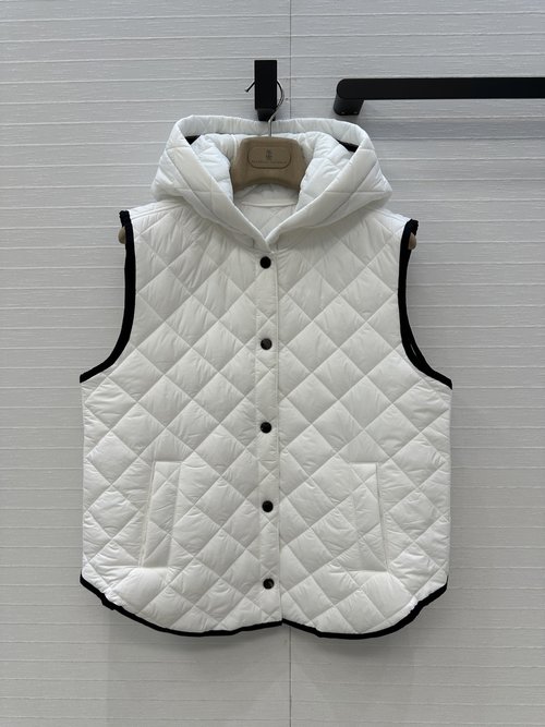 Brunello Cucinelli Exclusive Premiere: Quilted Cotton Vest with Italian Copper Chain Accent