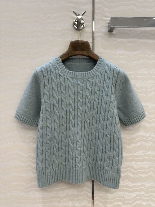 Loro Piana Exclusive First - Release High - End Intelligent Round - Neck Wool Short - Sleeve Top