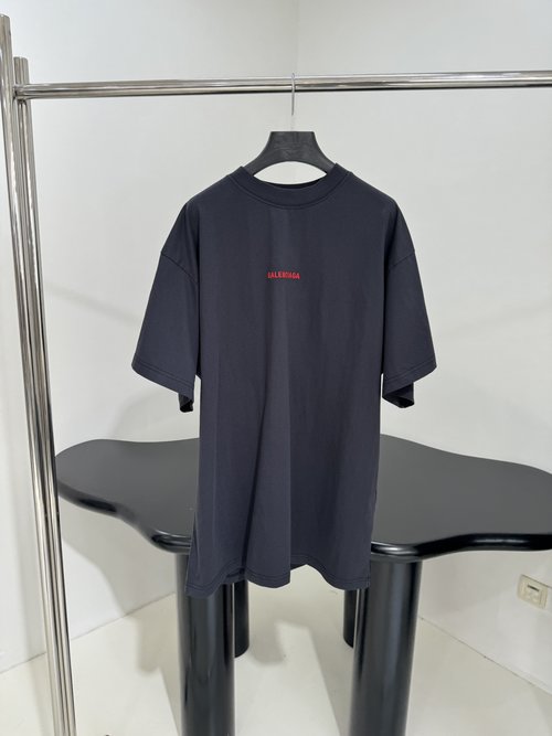 Balenciaga Oversized T-Shirt with Distressed Wash and Letter Artwork Embroidery
