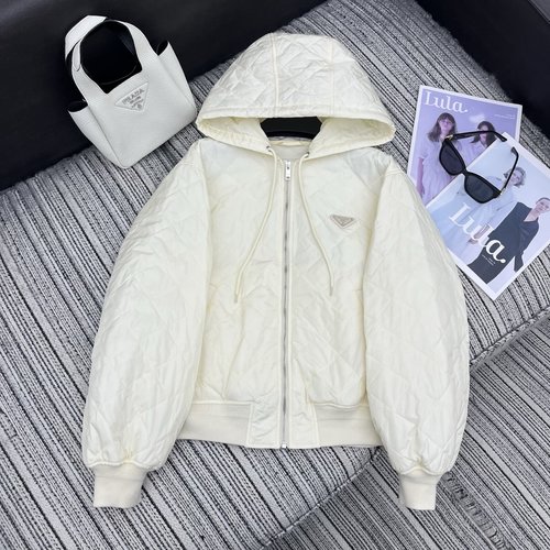 Prada Pra Series Quilted Hooded Jacket with Triangle Logo