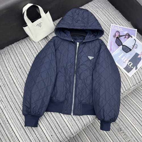 Prada Pra Series Quilted Hooded Jacket with Triangle Logo