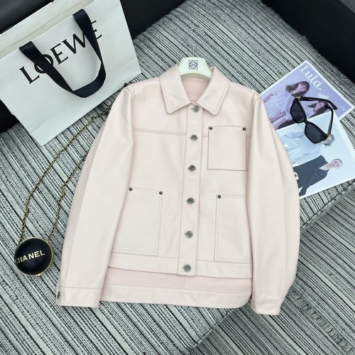 Loewe Lambskin Jacket with Logo-Embossed Pockets and YB Buckles