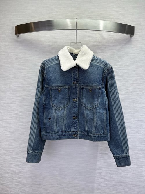 Dior Fleece Composite Denim Jacket with Bee Embroidery