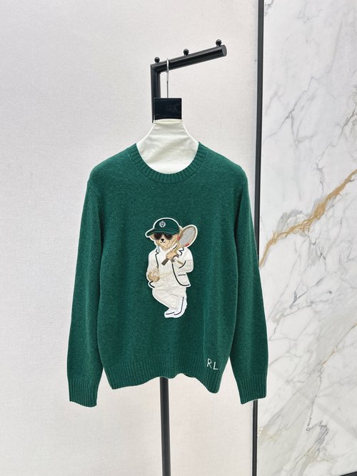 Loro Piana Teddy Embroidery Sweater with Tennis Racket Hat, Retro and Stylish