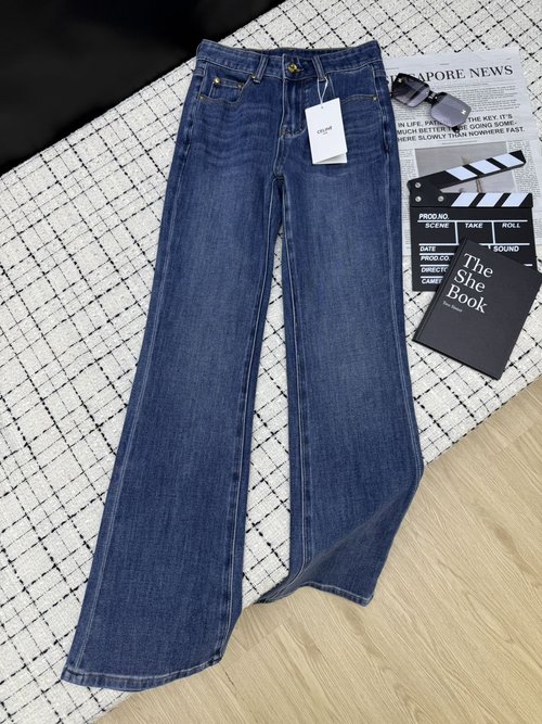 Celine All - Match Flare Jeans with Triumphal Arch Embroidery