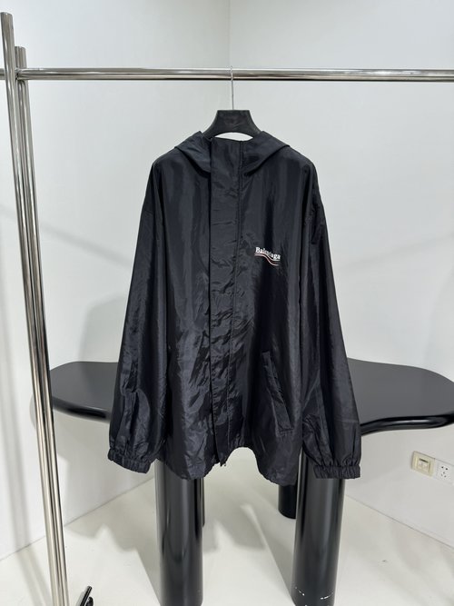 Balenciaga Neutral Tech Poplin Windbreaker with Art Print