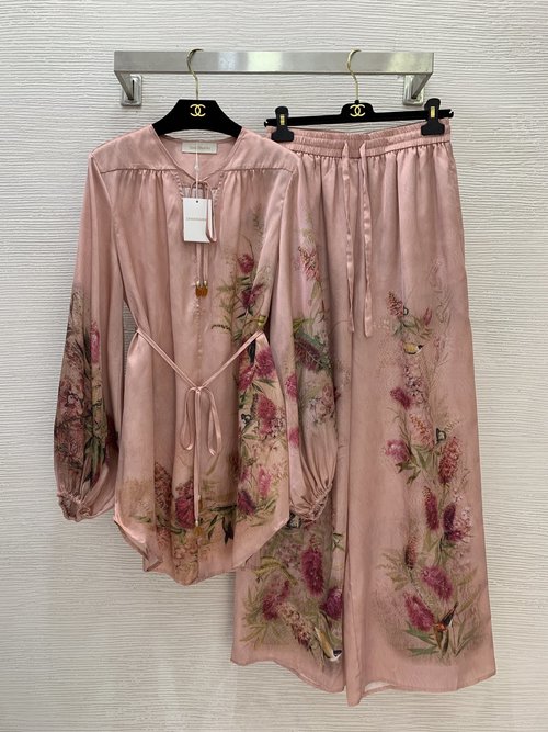 Zimmermann Custom Loose-fit Silk-like Satin Blossom Print Two-piece Set