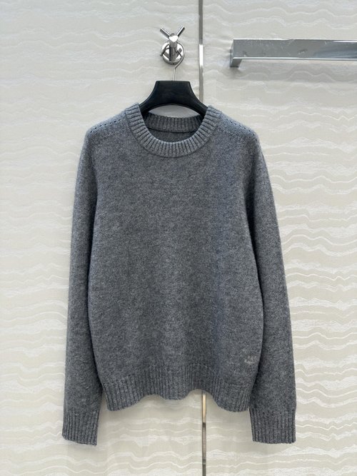 Celine Exclusive Original High-Intelligence Cashmere Sweater with Embroidered Arch