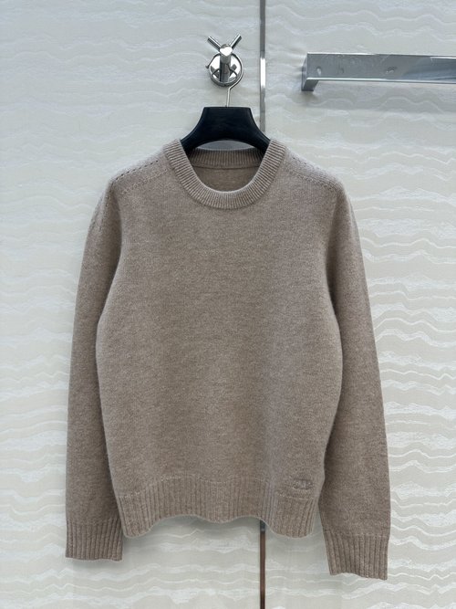 Celine Exclusive Original High-Intelligence Cashmere Sweater with Embroidered Arch