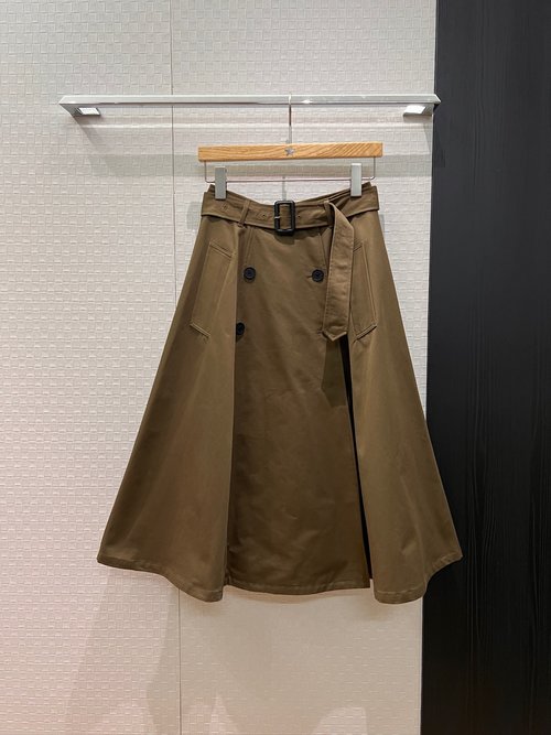 Burberry Stylish Belted Double-Breasted A-Line Skirt with Pockets
