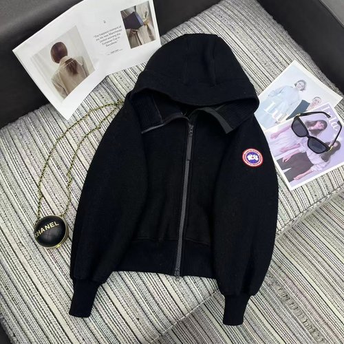 Canada Goose Recommended Hooded High-Neck Woolen Coat with Classic Sleeve Logo
