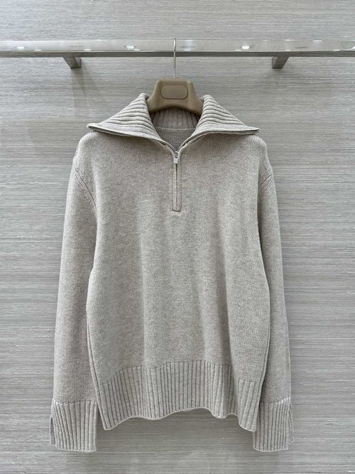 Loro Piana Elegant Wool Blend Cardigan and Trousers Set with Ribbed Pattern