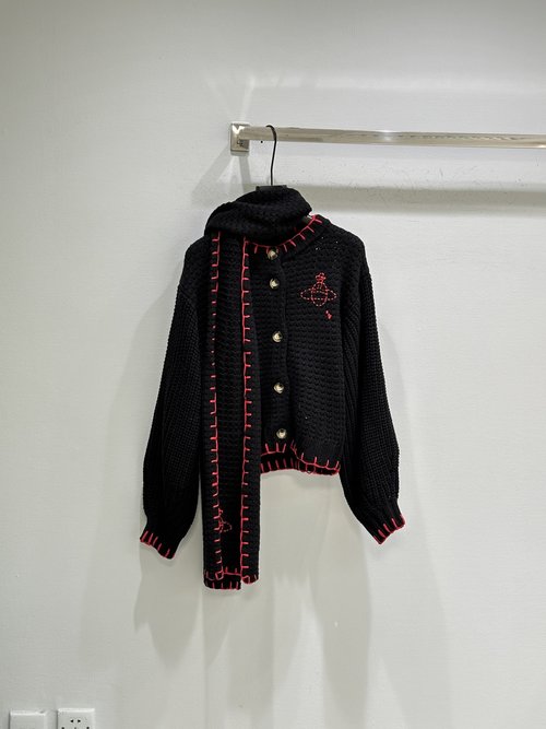 Vivienne Westhood Classic Knitted Cardigan with Whimsical Embroidery - Winter Comfort