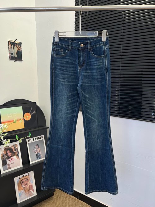 Louis Vuitton High-Elastic Tapered Jeans with Waistband Logo