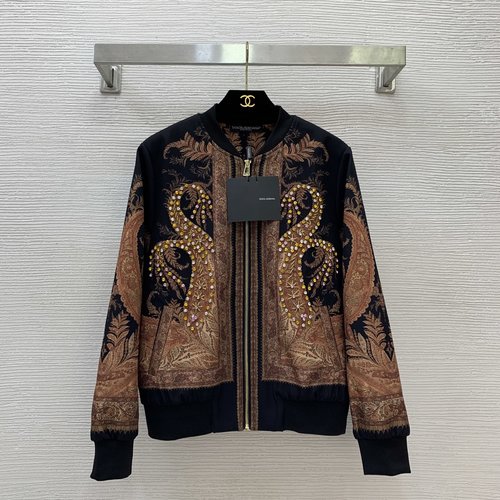 Dolce & Gabbana High - End Customized Patterned Print Zip - Up Collared Jacket