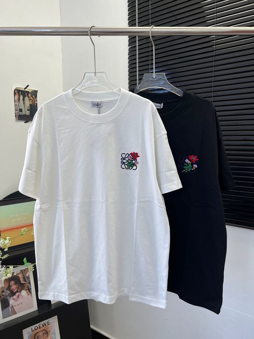 Loewe Cotton Short-Sleeved Flower Logo T-Shirt, Loose Fit