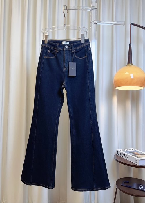 Yves Saint Laurent Custom Fleece-lined Stretch Denim Jeans, Slimming and Stylish