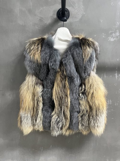 Louis Vuitton Vintage-Inspired Fur Vest with Imported Fox Fur Trim