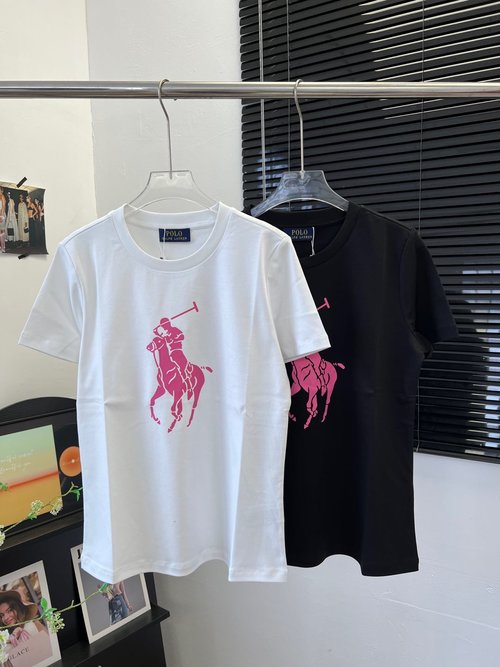 Polo Ralph Lauren Cotton Short-Sleeved Pink Print T-Shirt, Comfortable Wear