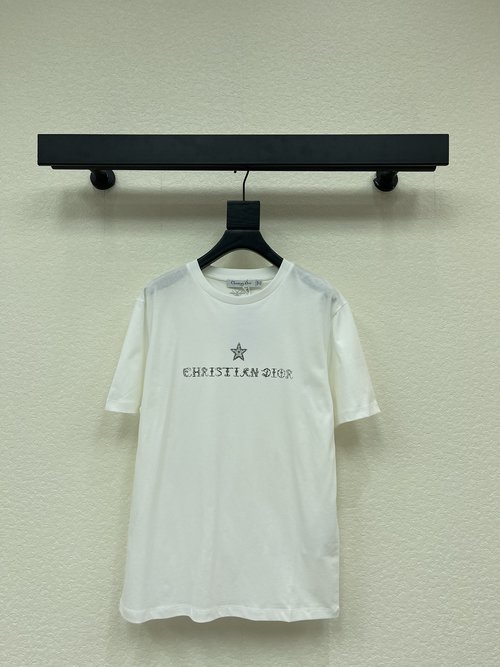 Dior Customized Floral Printed Cotton T-shirt with Star Accents