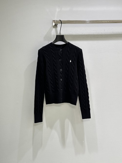 Yves Saint Laurent Classic Cable-Knit Cardigan with Horse Logo Accent
