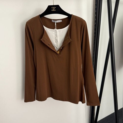 Schiaparelli New Style Fake Two-Piece Semi-Open Long-Sleeved T-Shirt