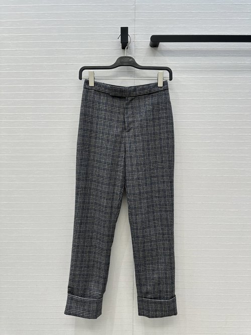 The Row Tho Brow Gray Checked Cuffed Trousers, Vintage British Style