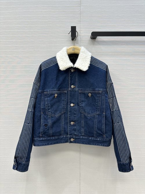 Dior Exclusive First Release! AIps Series Denim Jacket with Lamb Wool Collar