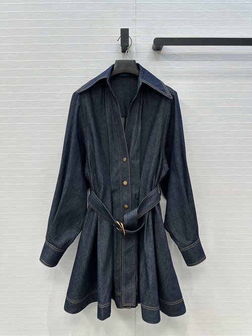 Zimmermann Denim Dress with V - Neck and Flared Skirt for Multiple Occasions