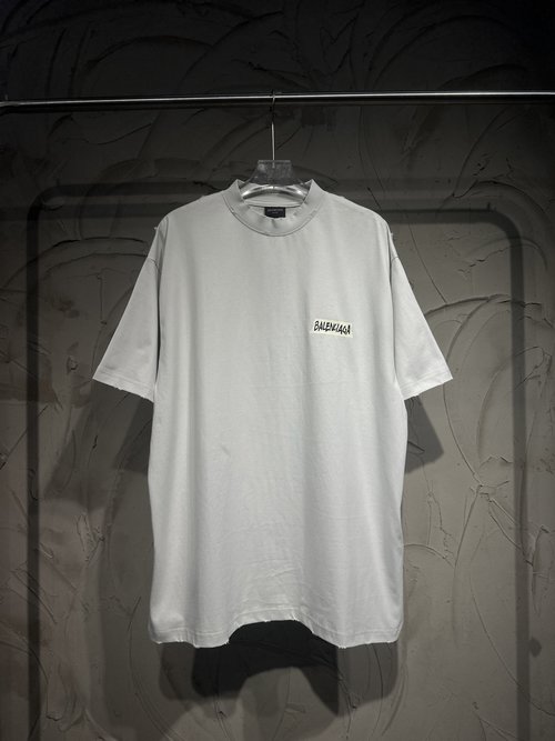 Balenciaga BLCG Tape Type Stereo Tape Abrasion Short-Sleeve with Vintage Fabric