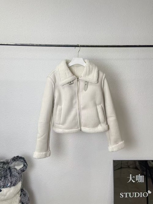 Chanel Winter Warm Lamb Fur and Suede Overcoat