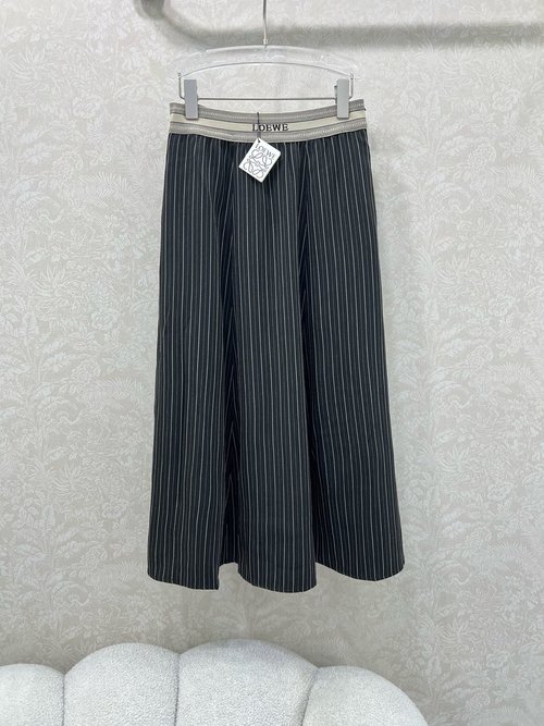 Loewe High-Waisted Stripe Knit Belted Skirt with Elegant Autumn Effect