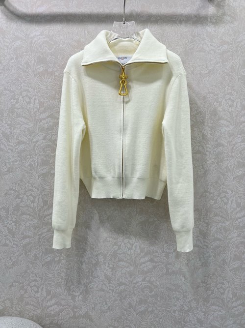 Schiaparelli French Brand Knitted Jacket with Gold Buckle, Wool Blend