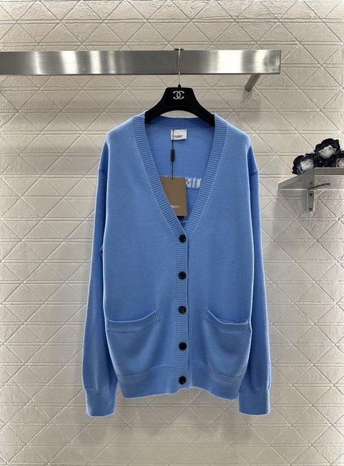 Versace Embroidered Pocket Knitted Cardigan with Horse Letter Back Pattern