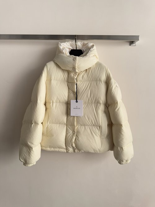 Moncler Thick White Goose Down Jacket with Logo