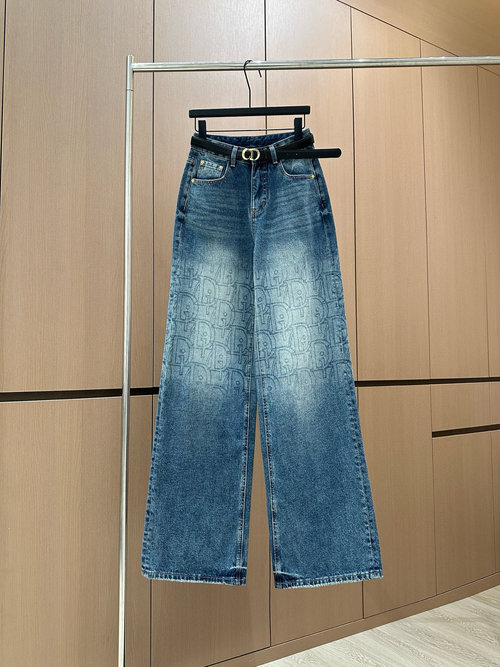 Dior Designer s Original Letter Print Fleece Jeans with Accessories