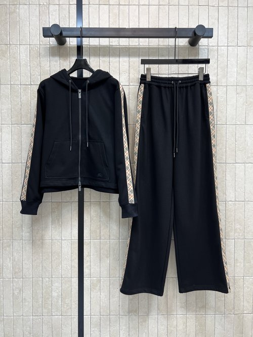 Loro Piana Checkered Hoodie Set with Embroidered Knight Motif, Presenting a Relaxed Fit