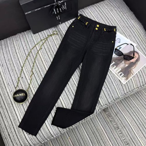 Yves Saint Laurent Highly Recommended High-Waisted Skinny Jeans with Logo Waist