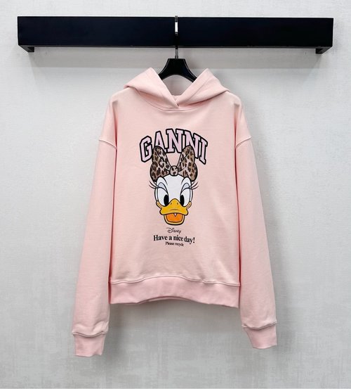 Ganni Disney Co-branded Duck Logo Hoodie for Casual Outings