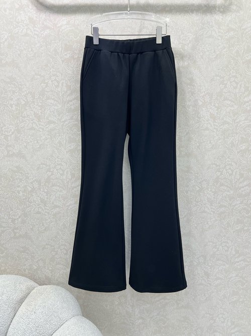 Yves Saint Laurent Elegant Black Micro Flare Pants with Yves Saint Laurent Letter Embroidery