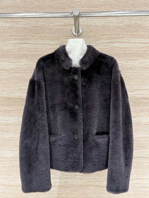 Loro Piana New Collared Fur-Integrated Coat in Neutral Style